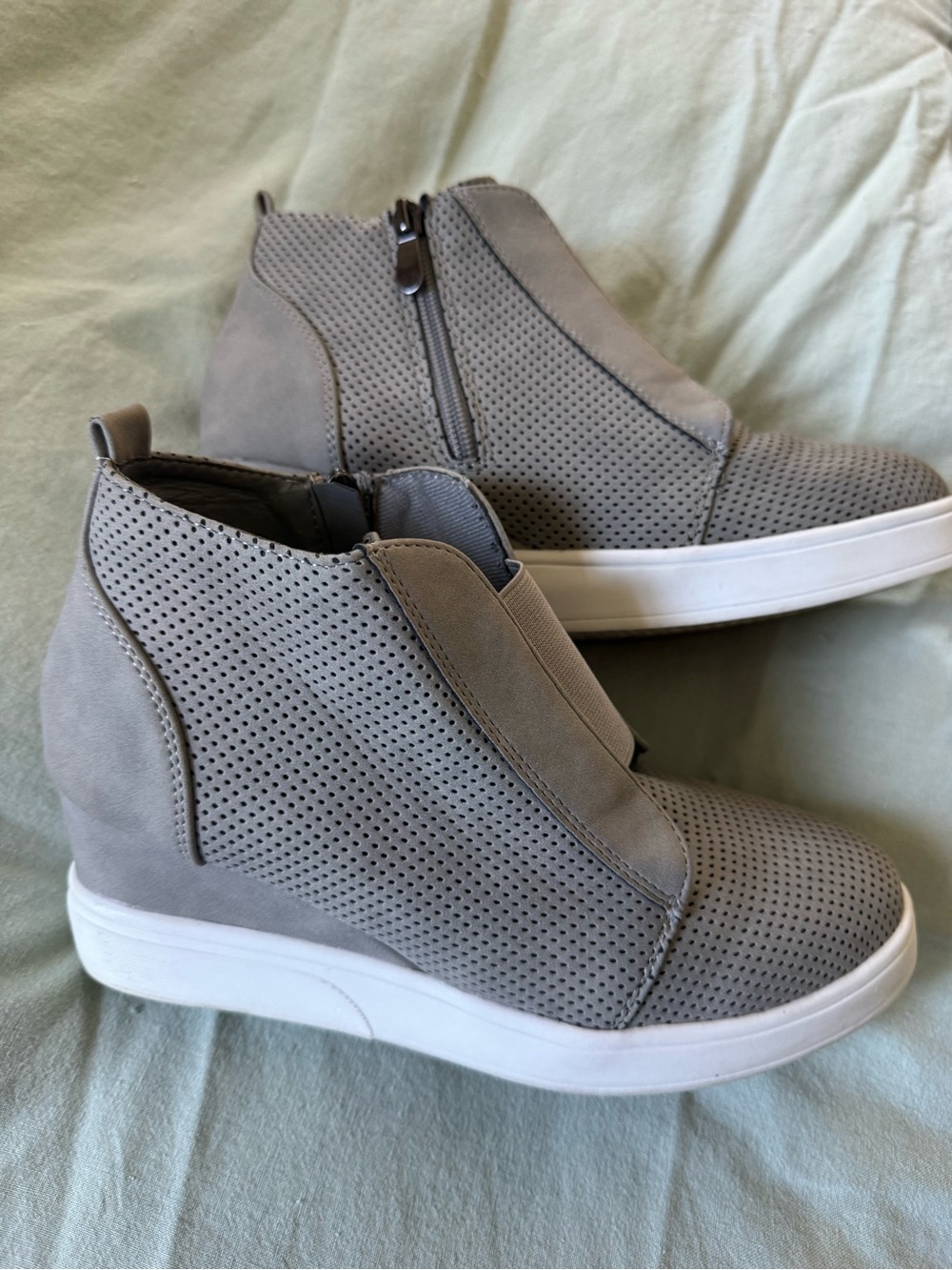 Gray Wedge Sneaker/Bootie with Zip